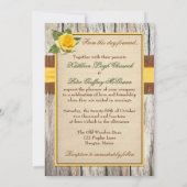 FAUX Burlap, Hout, Yellow Rose Wedding Invitation Kaart (Achterkant)