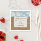 FAUX Burlap Ivoren kant, blauw Baby shower servett Servetten (Insitu)