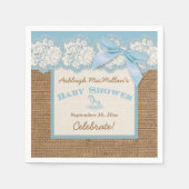 FAUX Burlap Ivoren kant, blauw Baby shower servett Servetten (Voorkant)