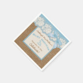 FAUX Burlap Ivoren kant, blauw Baby shower servett Servetten (Hoek)