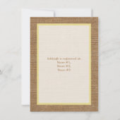 FAUX Burlap Ivoren kant, Geel Baby shower Uitnodig Kaart (Achterkant)