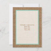 FAUX Burlap Ivory Lace, Aqua Baby shower nodigt ui Kaart (Achterkant)