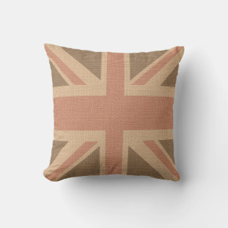 Faux burlap jute linnen look UK vlag Kussen