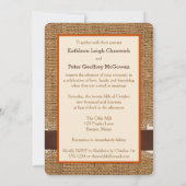 FAUX Burlap Lace Bow PHOTO Wedding Invite, Brown 2 Kaart (Achterkant)