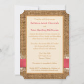 FAUX Burlap, Lace, Bow PHOTO Wedding Invite - Roze Kaart (Achterkant)