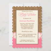 FAUX Burlap, Lace Photo Baby shower nodigt uit Kaart (Achterkant)