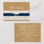 FAUX burlap lace, rustige trouwcadeauregistratie Informatiekaartje (Voorkant / Achterkant)
