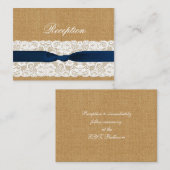 FAUX burlap lace, trouwe bruiloft receptie uitnodi Informatiekaartje (Voorkant / Achterkant)