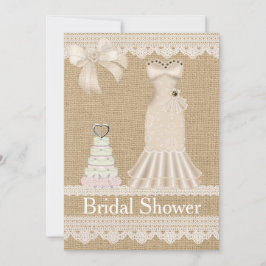 Faux Burlap Lace Wedding Bridal Shower Kaart