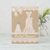 Faux Burlap Lace Wedding Bridal Shower Kaart (Staand voorkant)