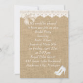 Faux Burlap Lace Wedding Bridal Shower Kaart (Achterkant)