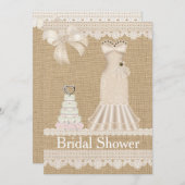 Faux Burlap Lace Wedding Bridal Shower Kaart (Voorkant / Achterkant)