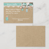 Faux burlap Mason Jar Diaper Raffle Insert Informatiekaartje (Voorkant / Achterkant)
