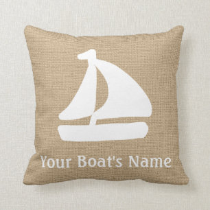 Faux Burlap Nautical Sierkussen met Sail Boat