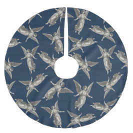 Faux burlap navy blue Angel traditional Christmas Kerstboom Rok