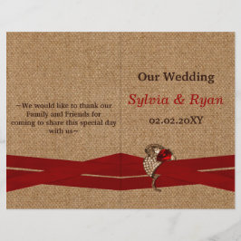 FAUX-burlap, rode broche, tweeledig weddenschap