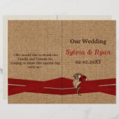 FAUX-burlap, rode broche, tweeledig weddenschap (Voorkant / Achterkant)