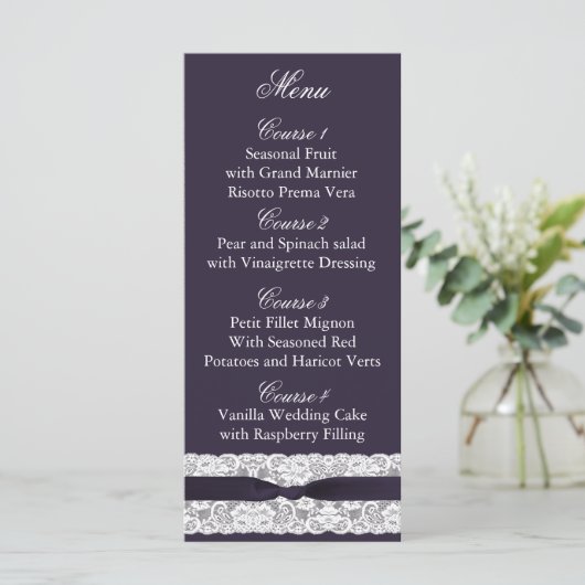 FAUX-burlap, rustige trouwmenukaarten Menu (Staand voorkant)