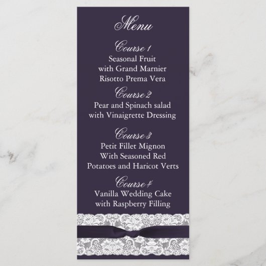 FAUX-burlap, rustige trouwmenukaarten Menu (Voorkant)