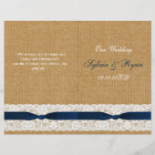 FAUX burlap, rustige trouwprogramma's gevouwen (Voorkant)