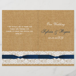 FAUX burlap, rustige trouwprogramma's gevouwen