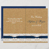 FAUX burlap, rustige trouwprogramma's gevouwen (Voorkant / Achterkant)