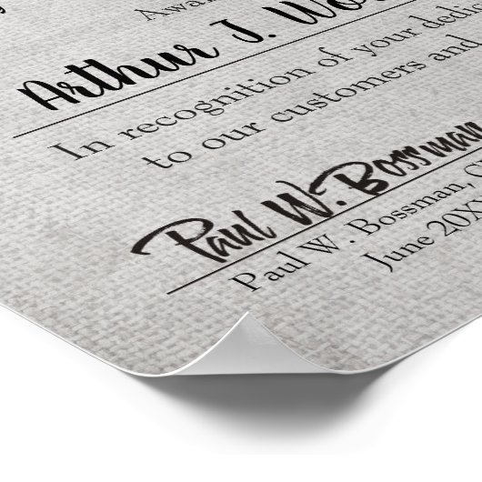 Faux burlap star medewerker van het maandcertifica poster (Hoek)