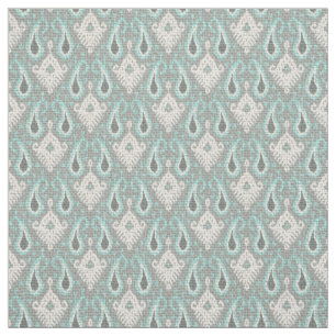 Faux Burlap Textiel Turquoise Ikat Tribal Patroon Stof