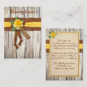FAUX Burlap, Yellow Rose Receptie Enclosure Kaart (Voorkant / Achterkant)
