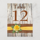 FAUX Burlap, Yellow Rose Table Number Post Kaart (Voorkant)