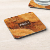 Faux Burled Walnut Monogrammed  Bier Onderzetter (Linkerzijde)