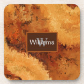 Faux Burled Walnut Monogrammed  Bier Onderzetter (Voorkant)