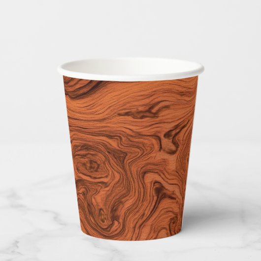 Faux Burled Walnut  Papieren Bekers (Achterkant)