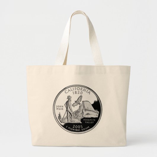 Faux California State Quarter Yosemite Valley Muir Grote Tote Bag (Voorkant)