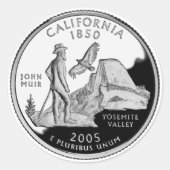 Faux California State Quarter Yosemite Valley Muir Ronde Sticker (Voorkant)