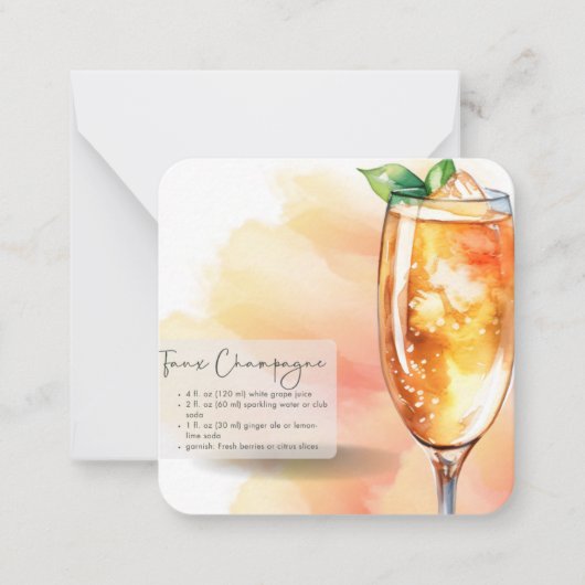 Faux Campagne & Aardbei Daiquiri Party Favor Notitiekaartje (Voorkant)