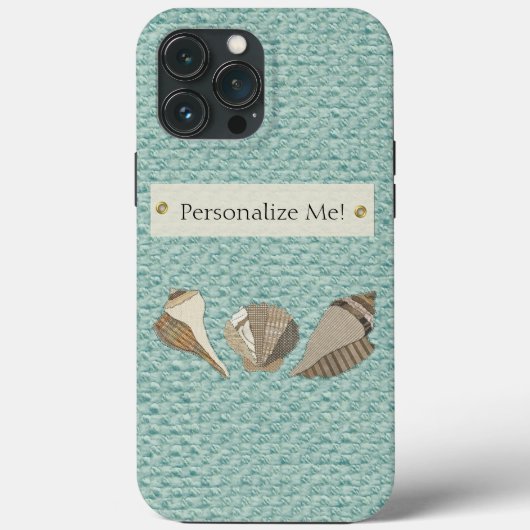 Faux Canvas Aangepast Seashell Applique Case-Mate iPhone Case (Achterkant)