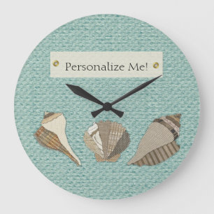 Faux Canvas Aangepast Seashell Applique Grote Klok