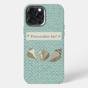 Faux Canvas Aangepast Seashell Applique iPhone 13 Pro Max Hoesje