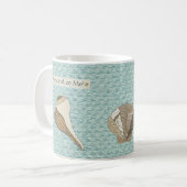 Faux Canvas Aangepast Seashell Applique Koffiemok (Voorkant links)