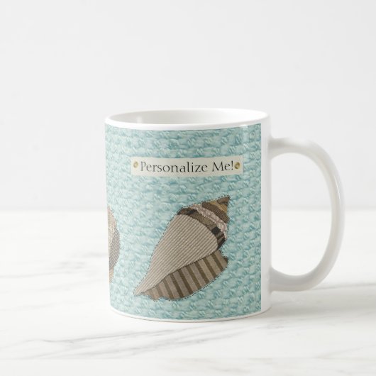 Faux Canvas Aangepast Seashell Applique Koffiemok (Rechts)