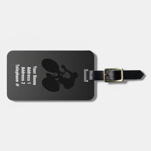 Faux Carbon Fiber Cycling Bagagelabel (Voorkant horizontaal)