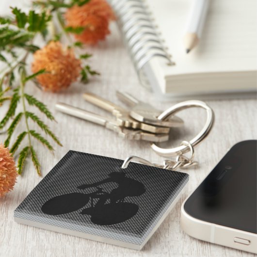 Faux Carbon Fiber Cycling Sleutelhanger (Voorkant Rechts)