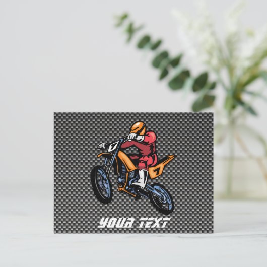 Faux Carbon Fiber Motocross Briefkaart (Staand voorkant)
