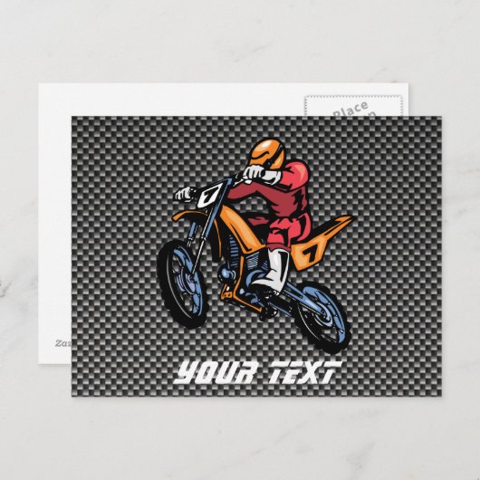 Faux Carbon Fiber Motocross Briefkaart (Voorkant / Achterkant)