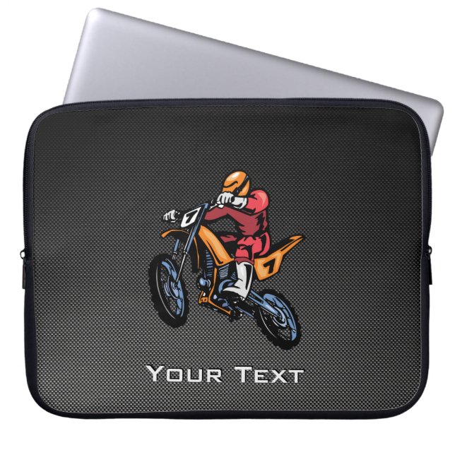 Faux Carbon Fiber Motocross Laptop Sleeve (Voorkant)