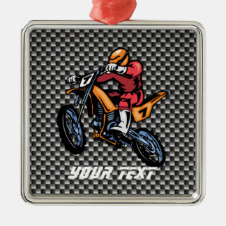 Faux Carbon Fiber Motocross Metalen Ornament