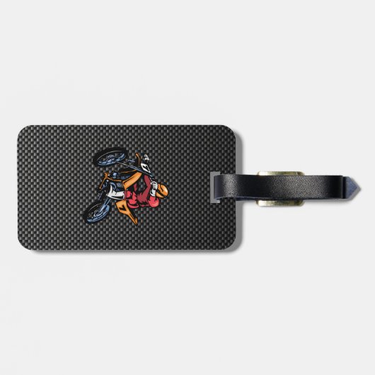 Faux Carbon Fiber Motorcross Bagagelabel (Achterkant horizontaal)