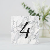 Faux Carrara Marble Table Number Kaarten (Staand voorkant)