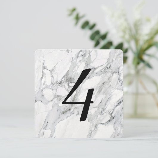 Faux Carrara Marble Table Number Kaarten (Staand voorkant)